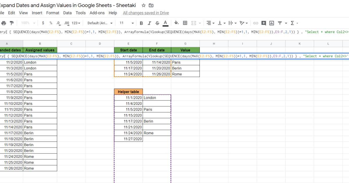 Hàm QUERY | Cách mở rộng ngày và chỉ định giá trị cho ngày trong Google Sheets